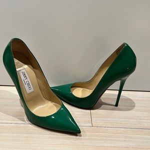 Jimmy Choo Anouk 120 Jade Patent Leather